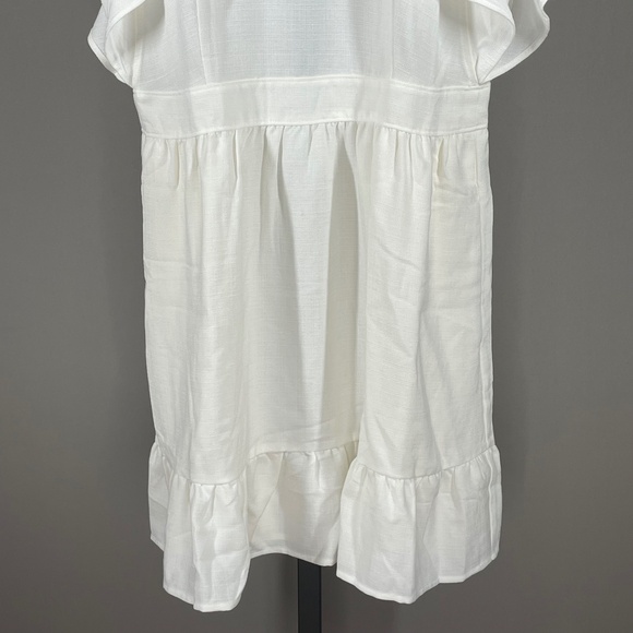 NEW Express Ladygang Dress Womens 10 white ruffle sheath preppy classic - Picture 3 of 10